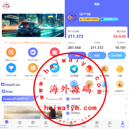 运营版阿拉伯投资理财系统/海外投资众筹系统/前端vue
